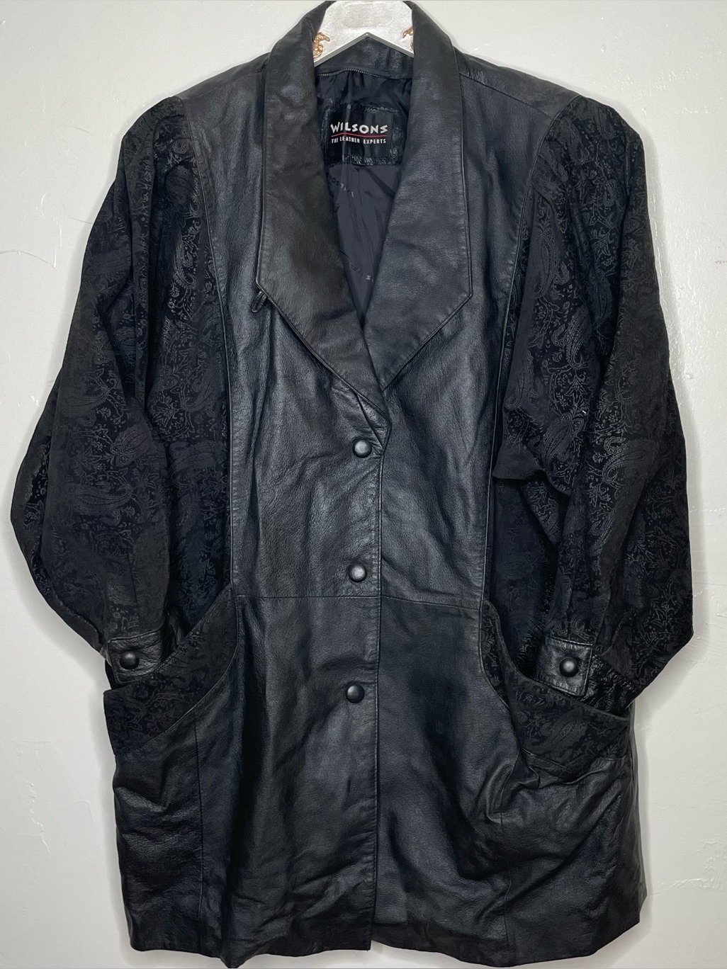 Womens Wilsons Leather Plus Size Black Leather Paisley Print Jaclet Sz 1x